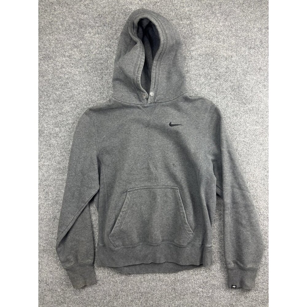 Nike Hoodie Mens Small Gray Pullover Fleece Sweatshirt Swoosh Logo Athletic